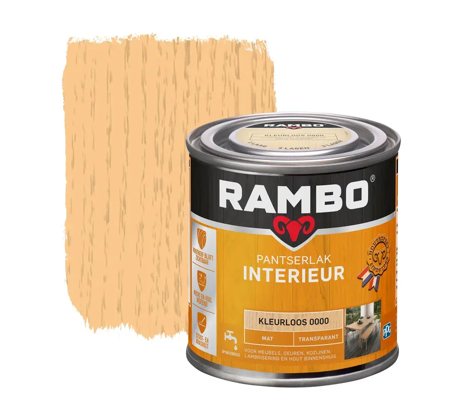 Rambo Pantserlak Interieur Transparant Mat - 250 ML