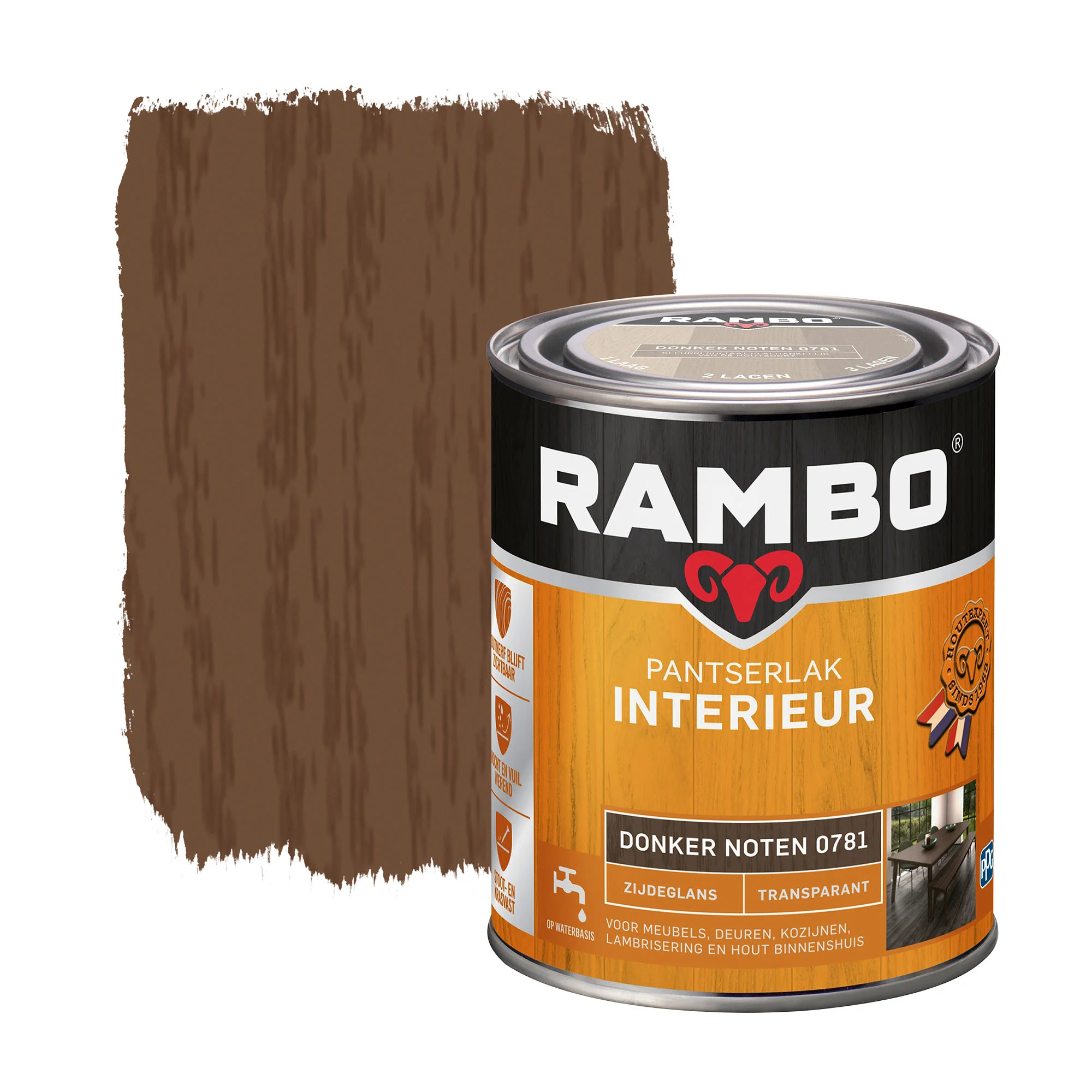 Pantserlak Interieur Transparant Zijdeglans D.Noten 0781 | 750 ML
