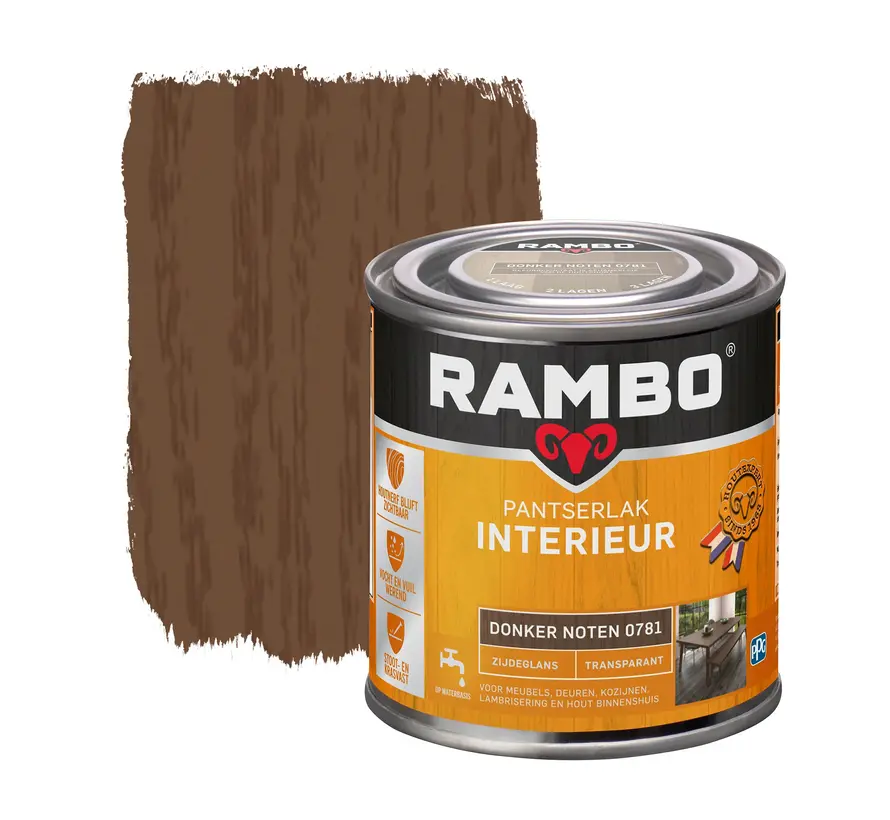 Rambo Pantserlak Interieur Transparant Zijdeglans D.Noten 0781 - 250 ML