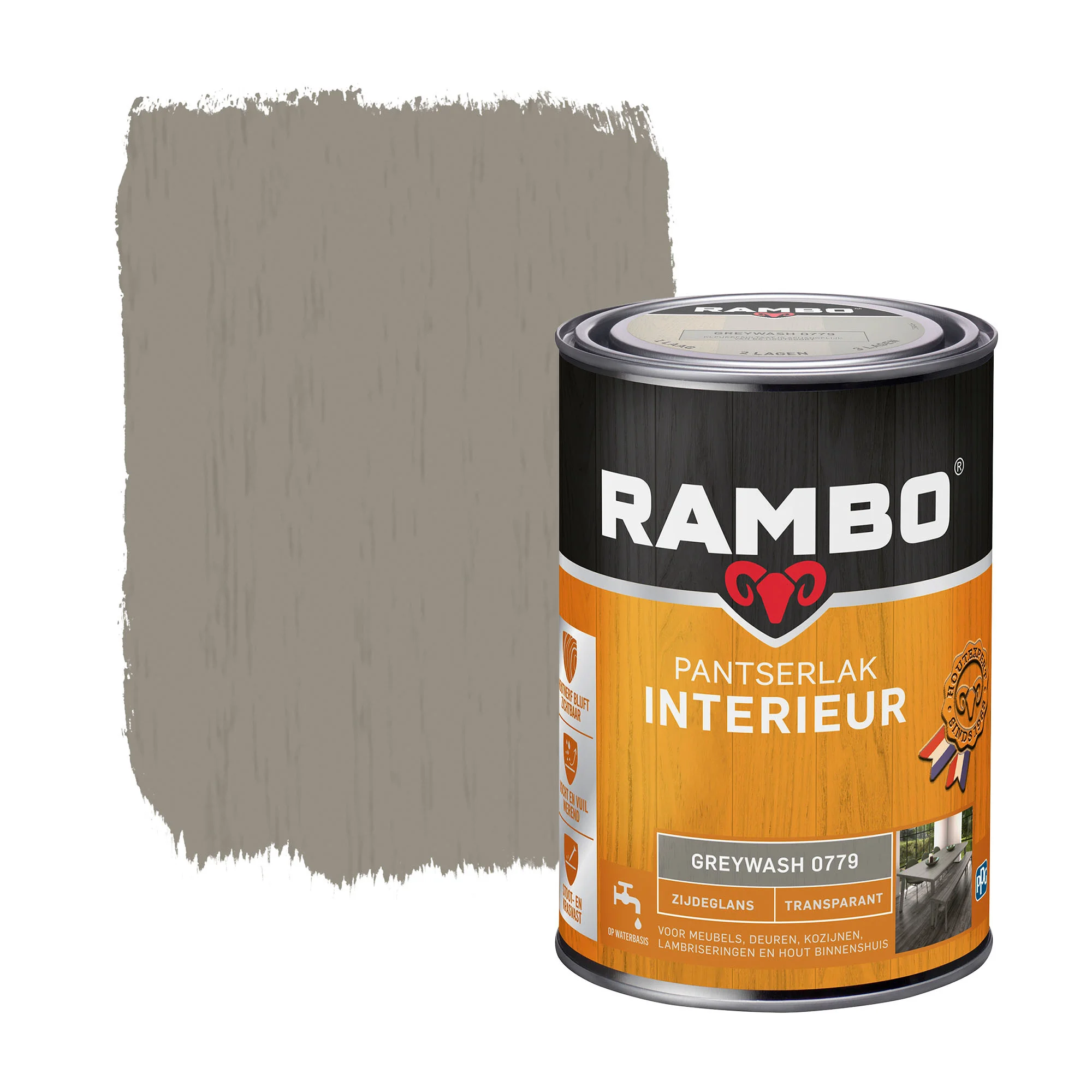Pantserlak Interieur Transparant Zijdeglans Greywash 0779 | 1,25 LTR