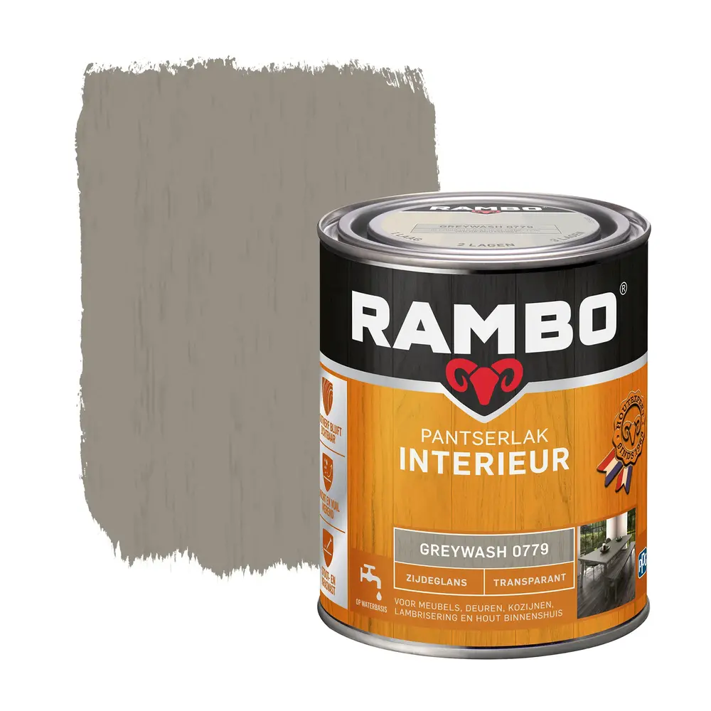 Rambo Pantserlak Interieur Transparant Zijdeglans Greywash 0779