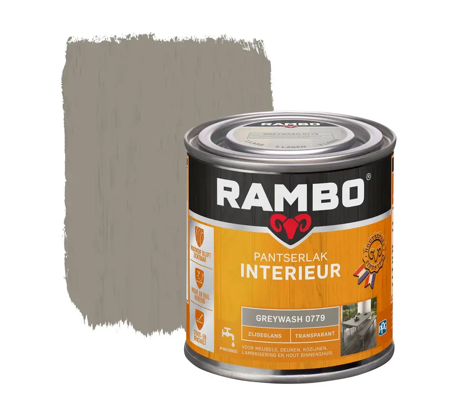 Rambo Pantserlak Interieur Transparant Zijdeglans Greywash 0779 - 250 ML