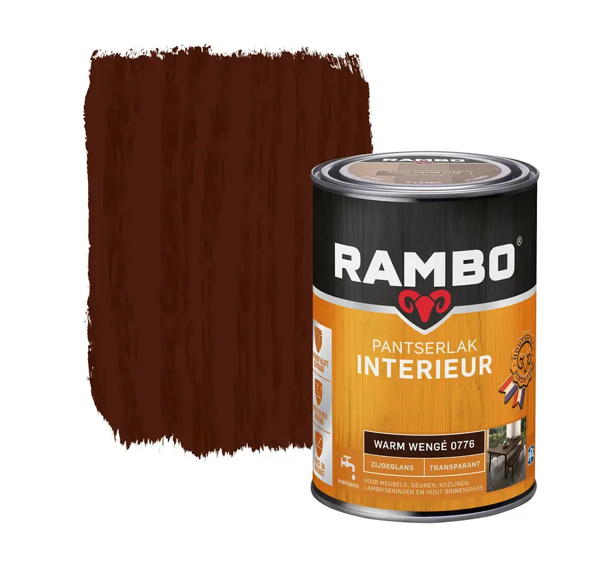 Rambo Pantserlak Interieur Transparant Zijdeglans Warmwengé 0776 - 250 ML