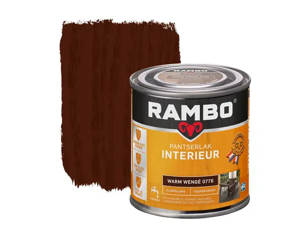 Rambo Pantserlak Interieur Transparant Zijdeglans Warmwengé 0776 Rambo Pantserlak Interieur Transparant Zijdeglans Warmwengé 0776
