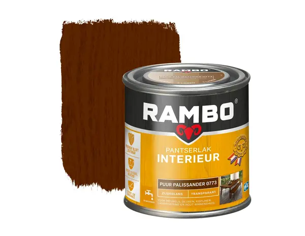 Rambo Pantserlak Interieur Transparant Zijdeglans Palissander 0773 Rambo Pantserlak Interieur Transparant Zijdeglans Palissander 0773
