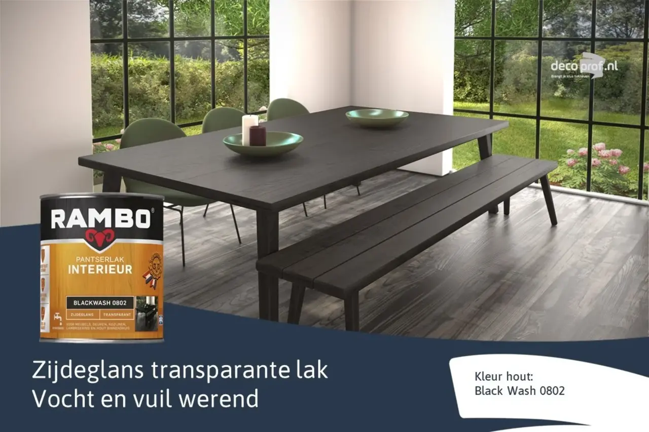 Rambo Pantserlak Interieur Transparant Zijdeglans Blackwash 0802 Rambo Pantserlak Interieur Transparant Zijdeglans Blackwash 0802