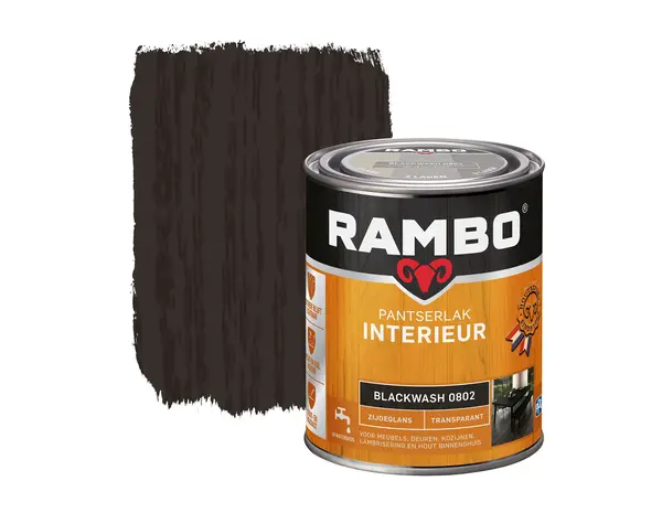 Rambo Pantserlak Interieur Transparant Zijdeglans Blackwash 0802 Rambo Pantserlak Interieur Transparant Zijdeglans Blackwash 0802