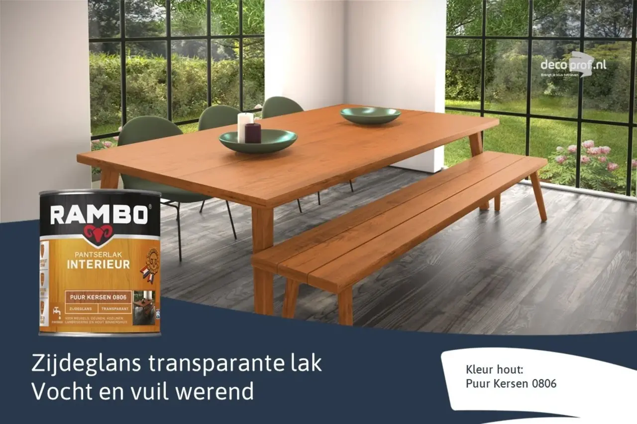 Rambo Pantserlak Interieur Transparant Zijdeglans Puur Kersen 0806 Rambo Pantserlak Interieur Transparant Zijdeglans Puur Kersen 0806