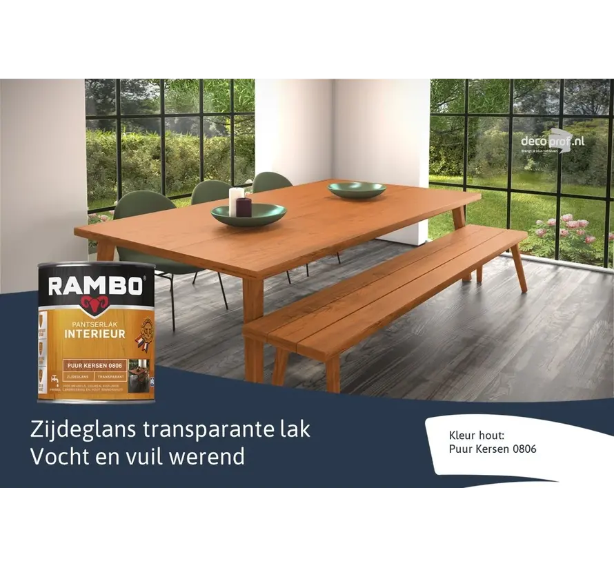 Rambo Pantserlak Interieur Transparant Zijdeglans Puur Kersen 0806 - 250 ML