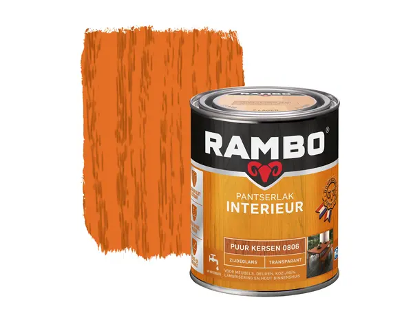 Rambo Pantserlak Interieur Transparant Zijdeglans Puur Kersen 0806 Rambo Pantserlak Interieur Transparant Zijdeglans Puur Kersen 0806