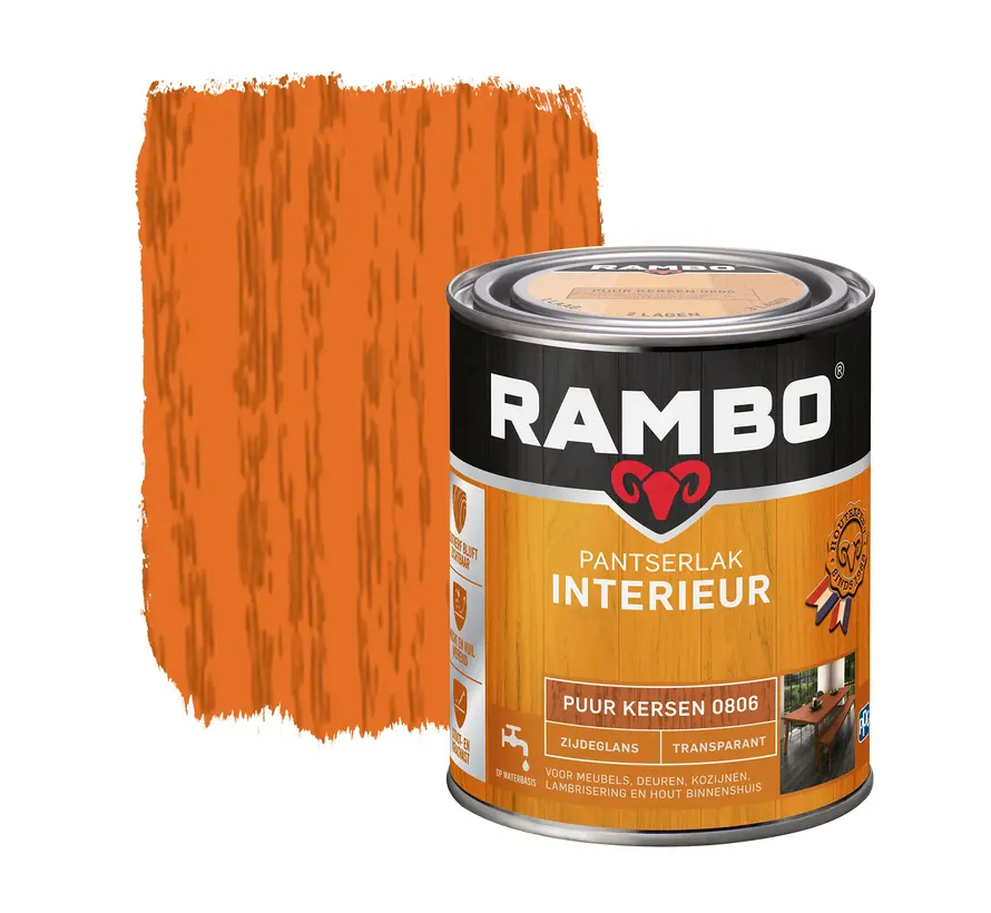 Rambo Pantserlak Interieur Transparant Zijdeglans Puur Kersen 0806 - 250 ML