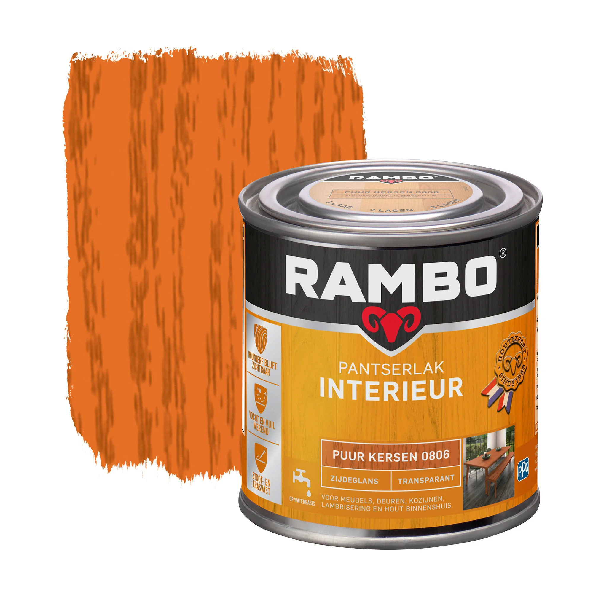 Pantserlak Interieur Transparant Zijdeglans Puur Kersen 0806 | 250 ML
