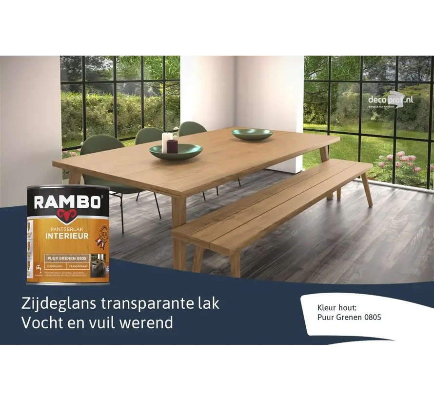 Rambo Pantserlak Interieur Transparant Zijdeglans Puur Grenen 0805 - 250 ML