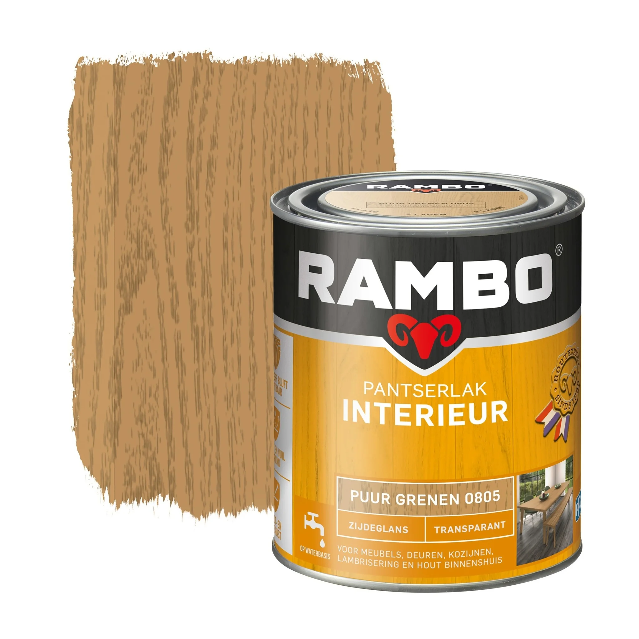 Pantserlak Interieur Transparant Zijdeglans Puur Grenen 0805 | 750 ML