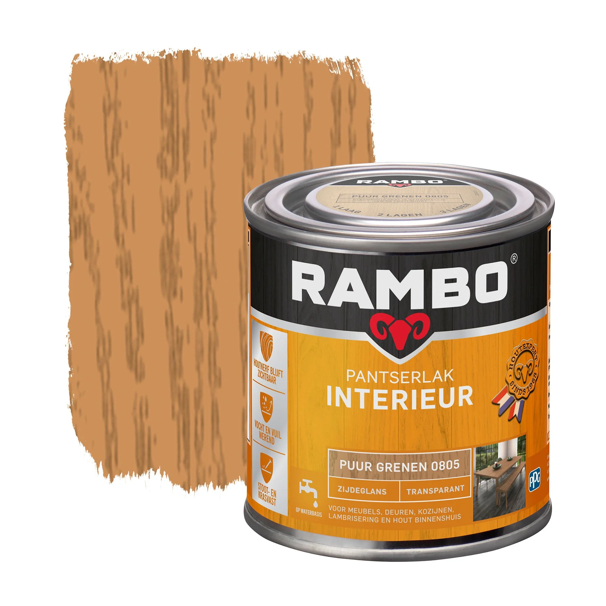 Pantserlak Interieur Transparant Zijdeglans Puur Grenen 0805 | 250 ML