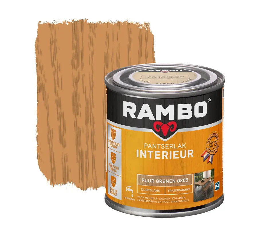 Rambo Pantserlak Interieur Transparant Zijdeglans Puur Grenen 0805 - 250 ML