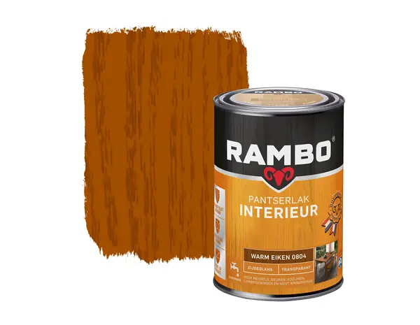 Rambo Pantserlak Interieur Transparant Zijdeglans Warm Eiken 0804 Rambo Pantserlak Interieur Transparant Zijdeglans Warm Eiken 0804