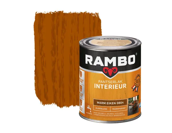 Rambo Pantserlak Interieur Transparant Zijdeglans Warm Eiken 0804 Rambo Pantserlak Interieur Transparant Zijdeglans Warm Eiken 0804