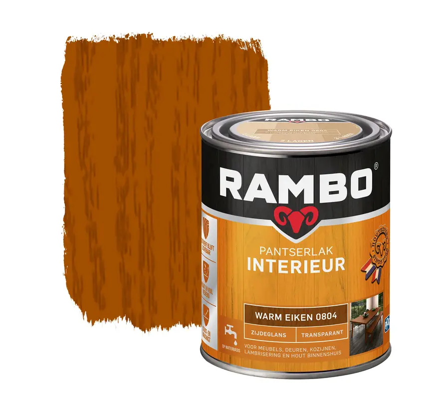 Rambo Pantserlak Interieur Transparant Zijdeglans Warm Eiken 0804 - 250 ML