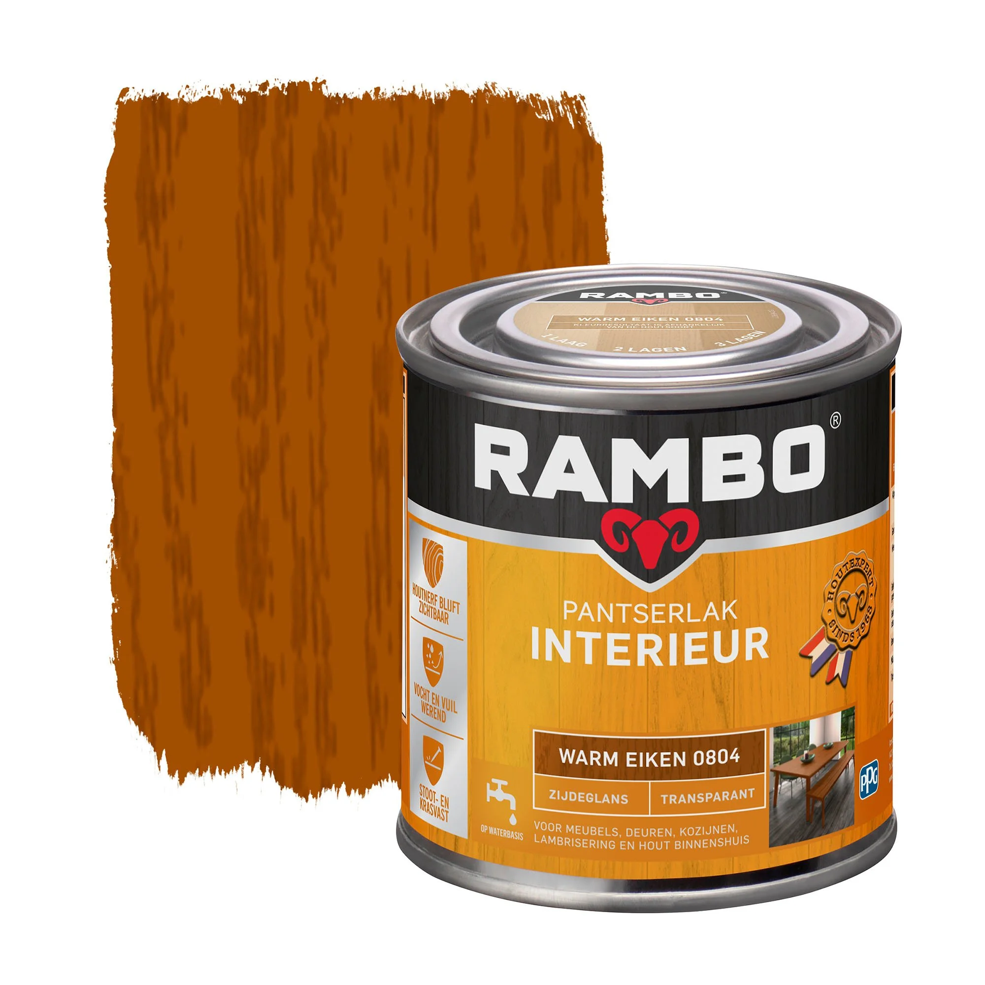 Pantserlak Interieur Transparant Zijdeglans Warm Eiken 0804 | 250 ML