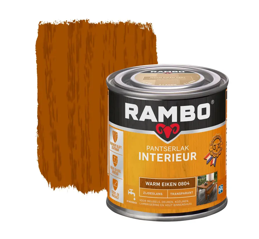 Rambo Pantserlak Interieur Transparant Zijdeglans Warm Eiken 0804 - 250 ML