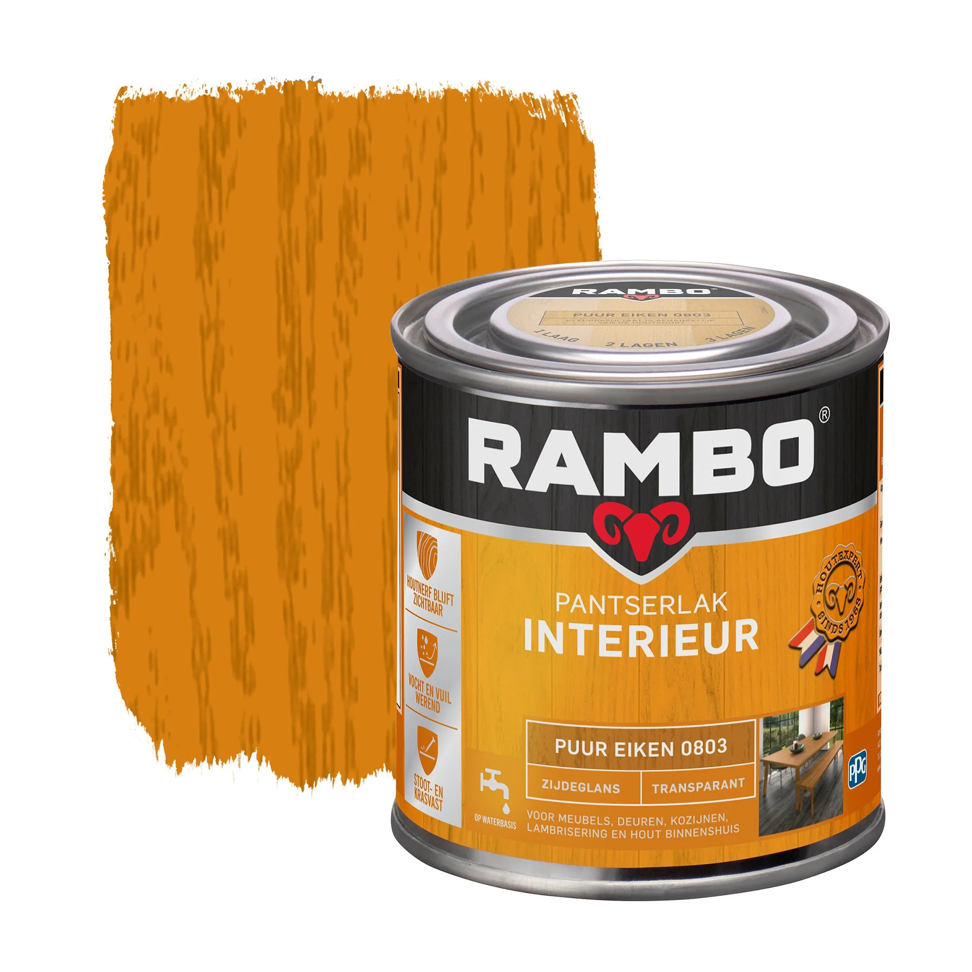 Pantserlak Interieur Transparant Zijdeglans Puur Eiken 0803 | 250 ML