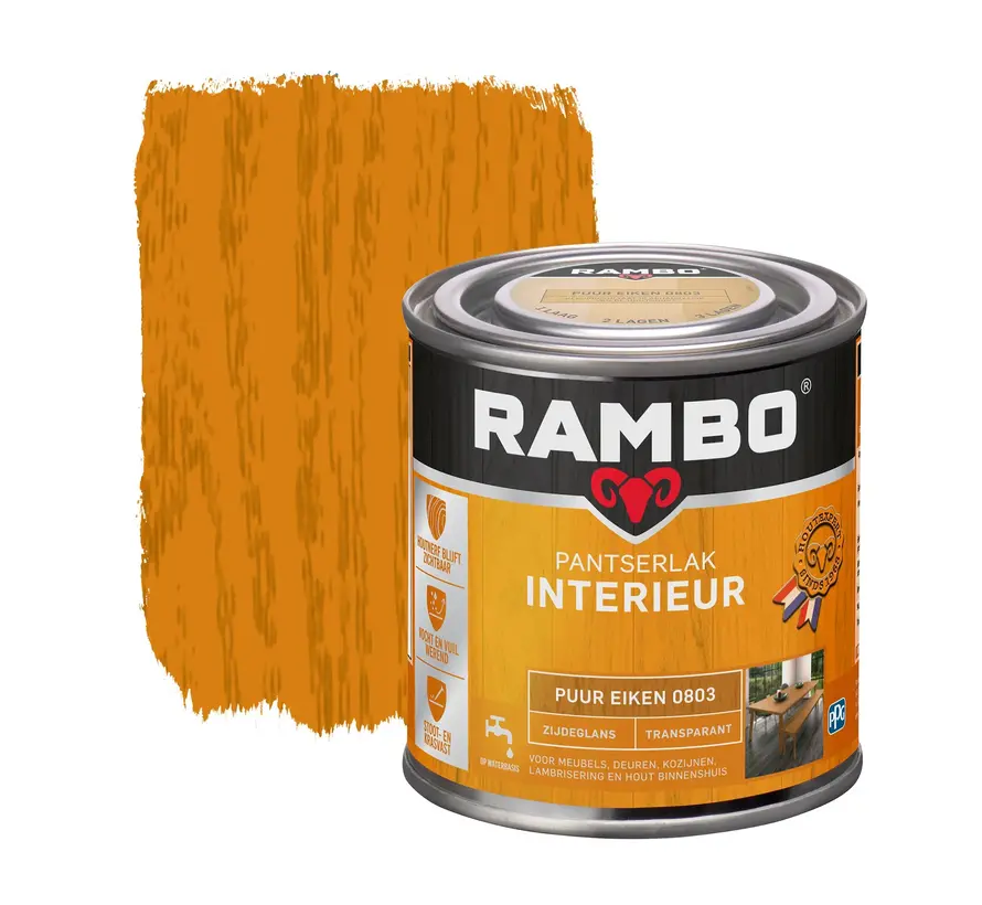 Rambo Pantserlak Interieur Transparant Zijdeglans Puur Eiken 0803 - 250 ML