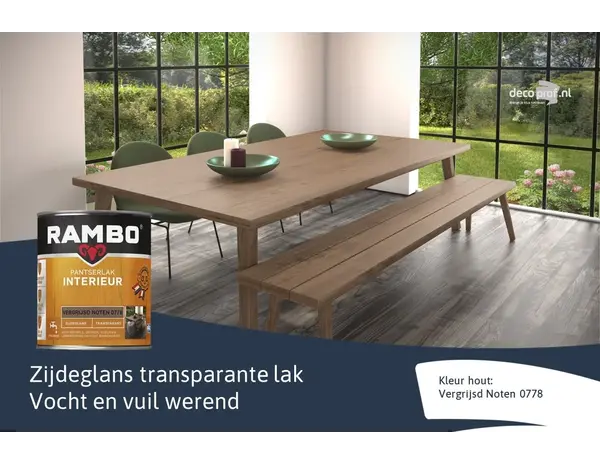 Rambo Pantserlak Interieur Transparant Zijdeglans Vergr.Noten 0778 Rambo Pantserlak Interieur Transparant Zijdeglans Vergr.Noten 0778