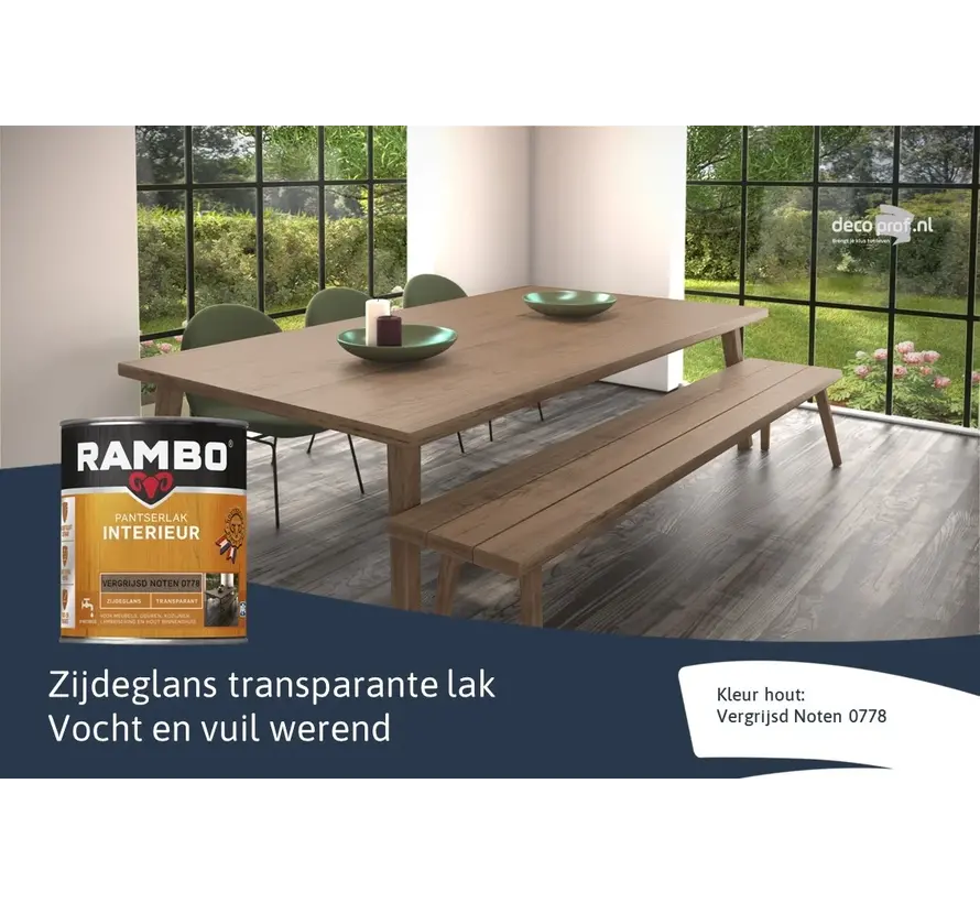 Rambo Pantserlak Interieur Transparant Zijdeglans Vergr.Noten 0778 - 250 ML