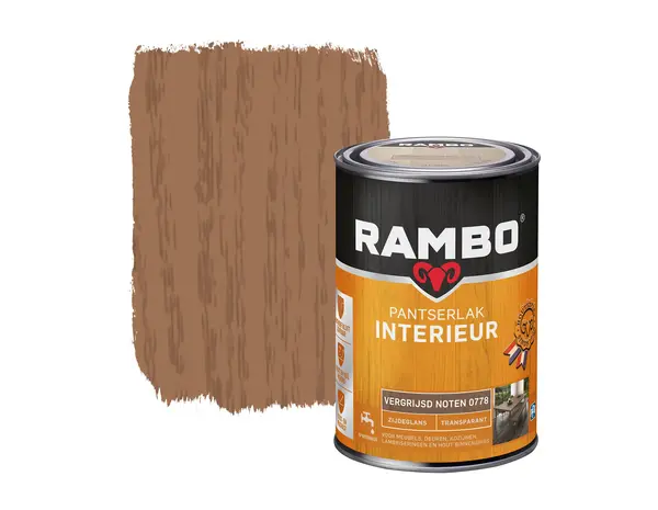 Rambo Pantserlak Interieur Transparant Zijdeglans Vergr.Noten 0778 Rambo Pantserlak Interieur Transparant Zijdeglans Vergr.Noten 0778