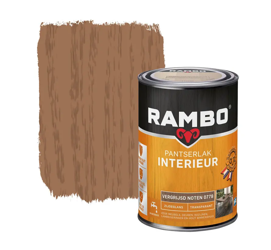 Rambo Pantserlak Interieur Transparant Zijdeglans Vergr.Noten 0778 - 250 ML