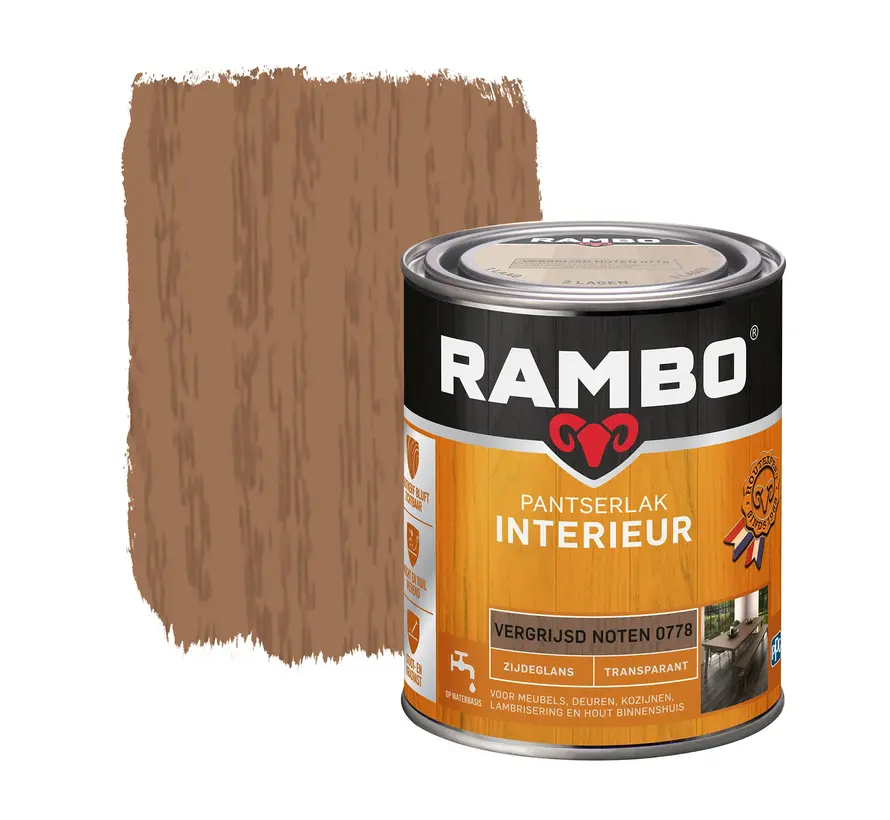 Rambo Pantserlak Interieur Transparant Zijdeglans Vergr.Noten 0778 - 250 ML