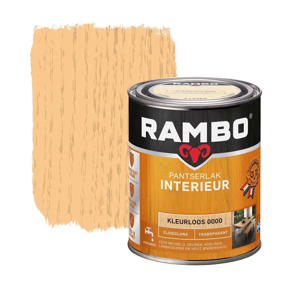 Rambo Pantserlak Interieur Transparant Zijdeglans Rambo Pantserlak Interieur Transparant Zijdeglans