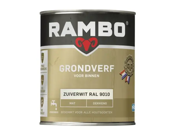 Rambo Grondverf Binnen Mat RAL9010 Rambo Grondverf Binnen Mat RAL9010