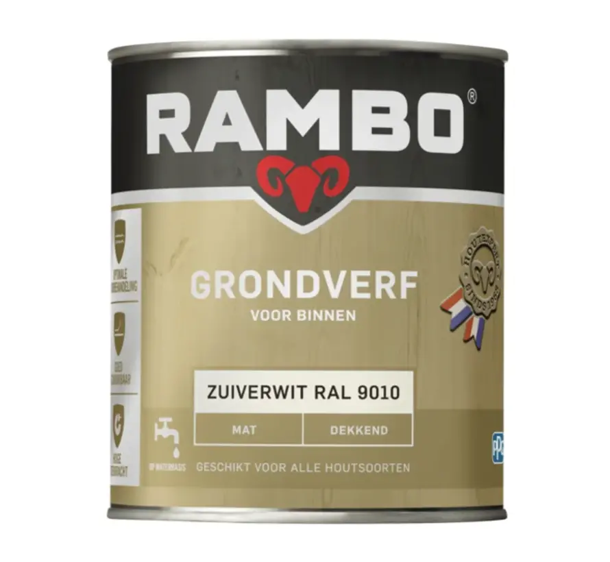 Rambo Grondverf Binnen Mat RAL9010 - 750 ML 