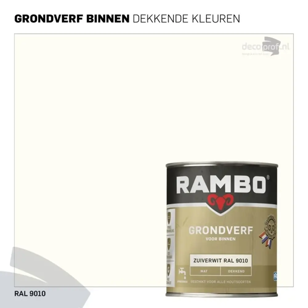 Rambo Grondverf Binnen Mat RAL9010 Rambo Grondverf Binnen Mat RAL9010