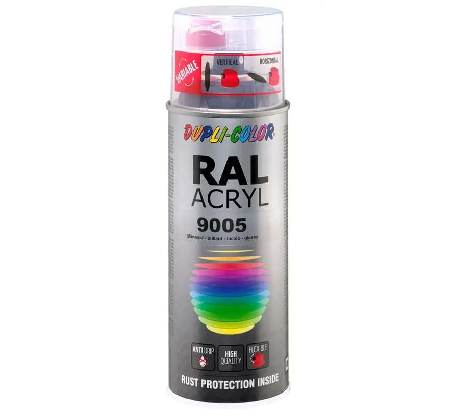 MoTip Acryl Hoogglans RAL9005 Diep Zwart - 400 ML