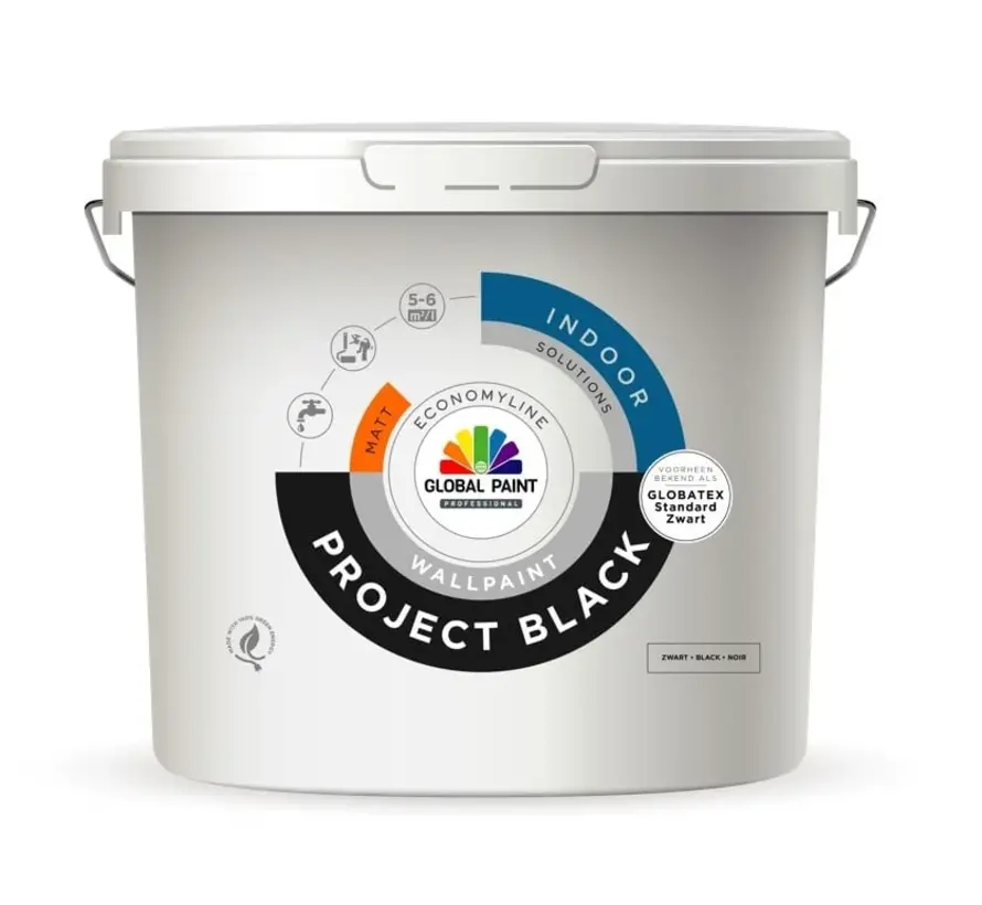 Global Paint Project Black | Matte Muurverf - 10 LTR 