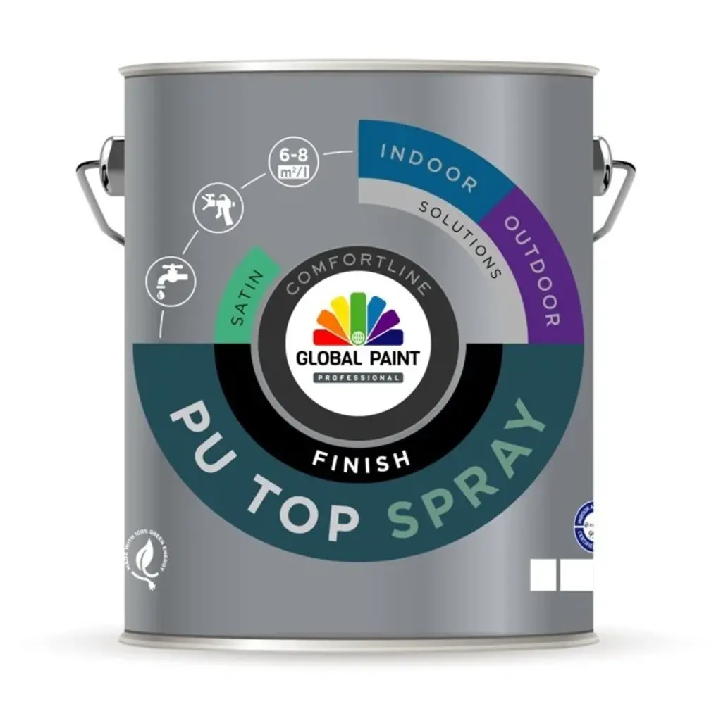 Global Paint PU Top Spray Finish Satin | Verspuitbare Zijdeglans Lakverf Binnen