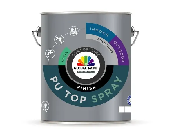 Global Paint PU Top Spray Finish Satin | Verspuitbare Zijdeglans Lakverf Binnen