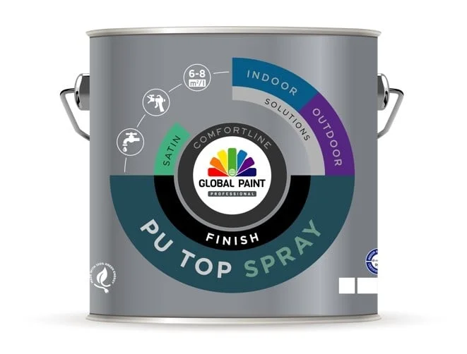 PU Top Spray Finish Satin | Verspuitbare Zijdeglans Lakverf Binnen | 2,5 LTR | Kleur
