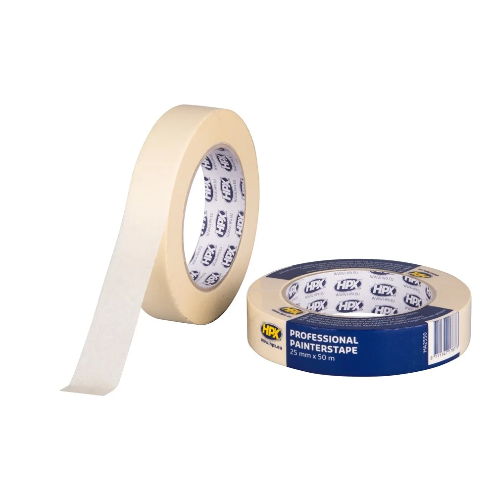 Masking Tape 60°C Cremewit 50 mtr | Per Stuk | 25 MM