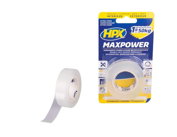 HPX Tapes Max Power Transparent Bevestigingstape 2 mtr HPX Tapes Max Power Transparent Bevestigingstape 2 mtr