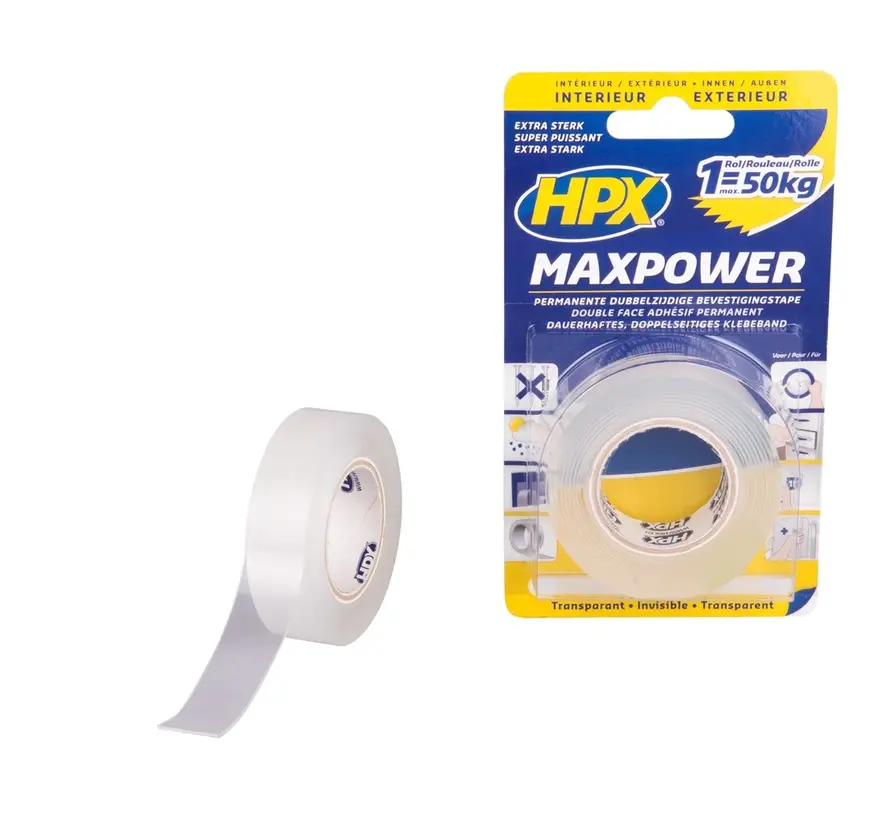 HPX Tapes Max Power Transparent Bevestigingstape 2 mtr - Per Stuk 