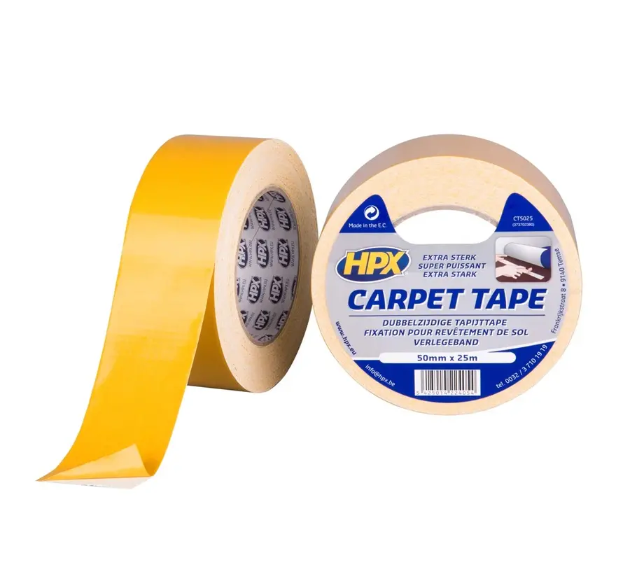 HPX Tapes Dubbelzijdige Tapijttape Wit 25 mtr - Per Stuk 