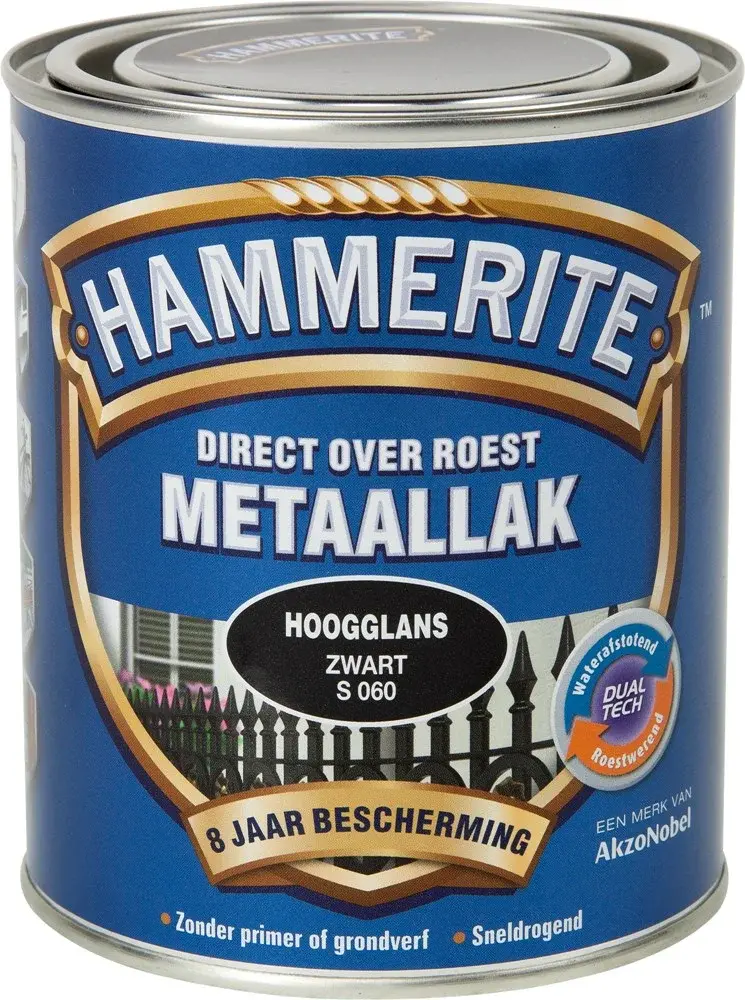 Hammerite Metaallak Hoogglans Zwart S060 Hammerite Metaallak Hoogglans Zwart S060