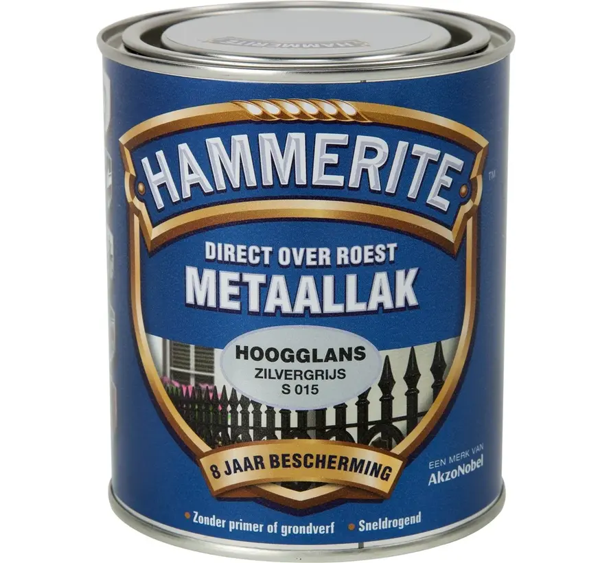 Hammerite Metaallak Hoogglans Zilver S015 - 250 ML