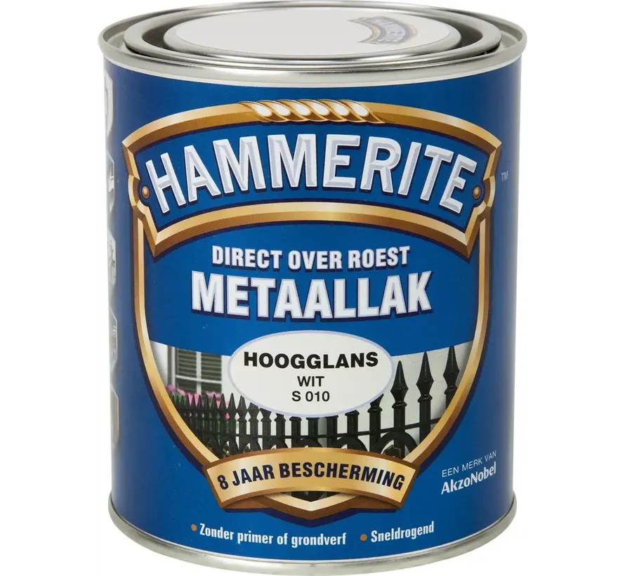 Hammerite Metaallak Hoogglans Wit S010 - 250 ML