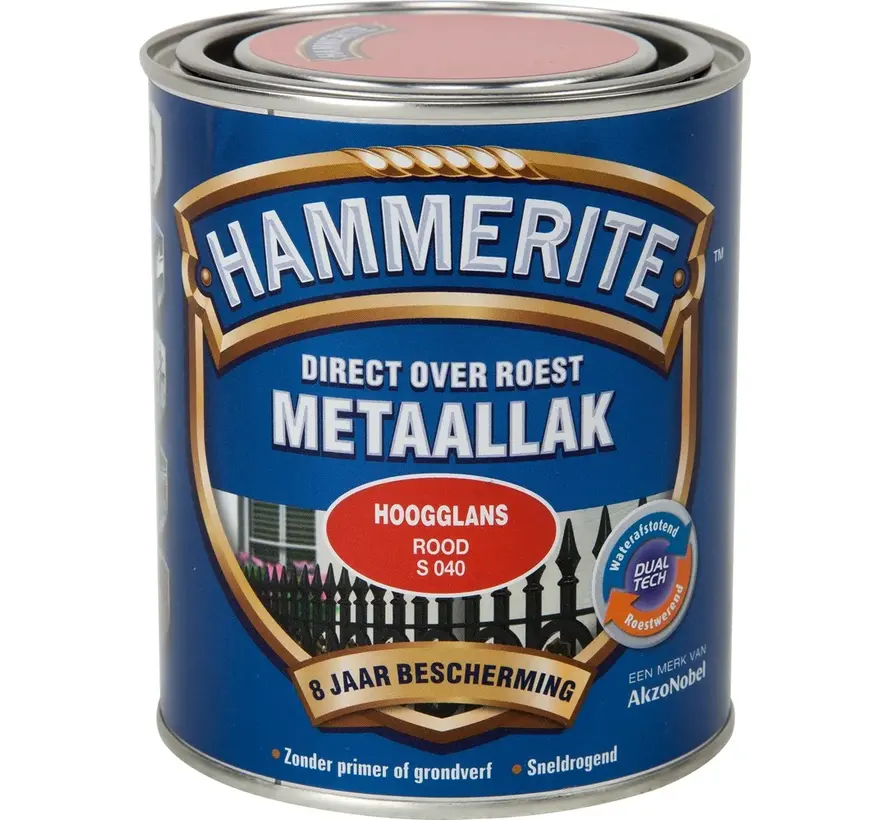 Hammerite Metaallak Hoogglans Rood S040 - 750 ML