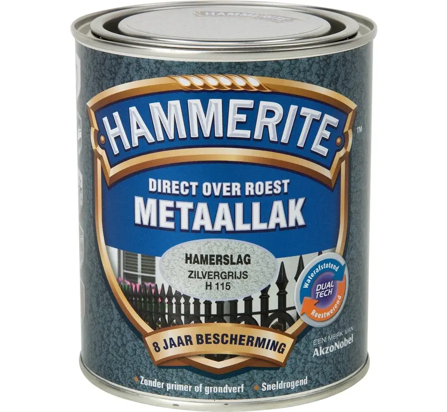 Hammerite Metaallak Hamerslag Zilvergrijs H115 - 250 ML